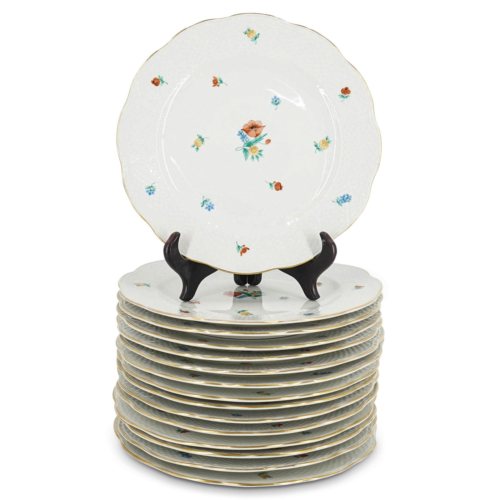 (15Pc) Herend "KB" Handpainted Porcelain Dinner Plates (1 of 6)