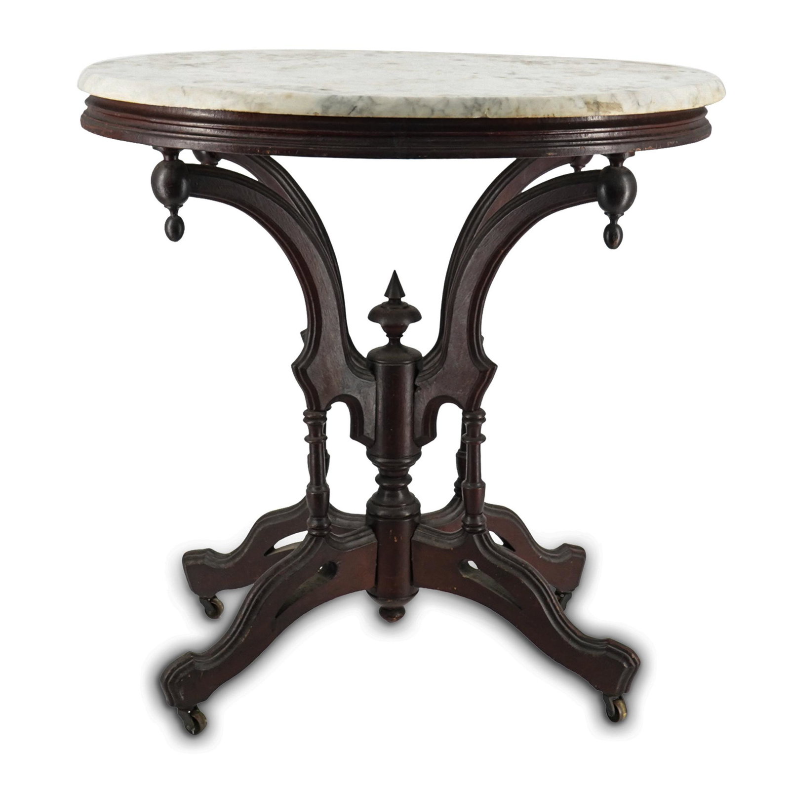 Marble Top and Carved Wooden Table (1 of 9)