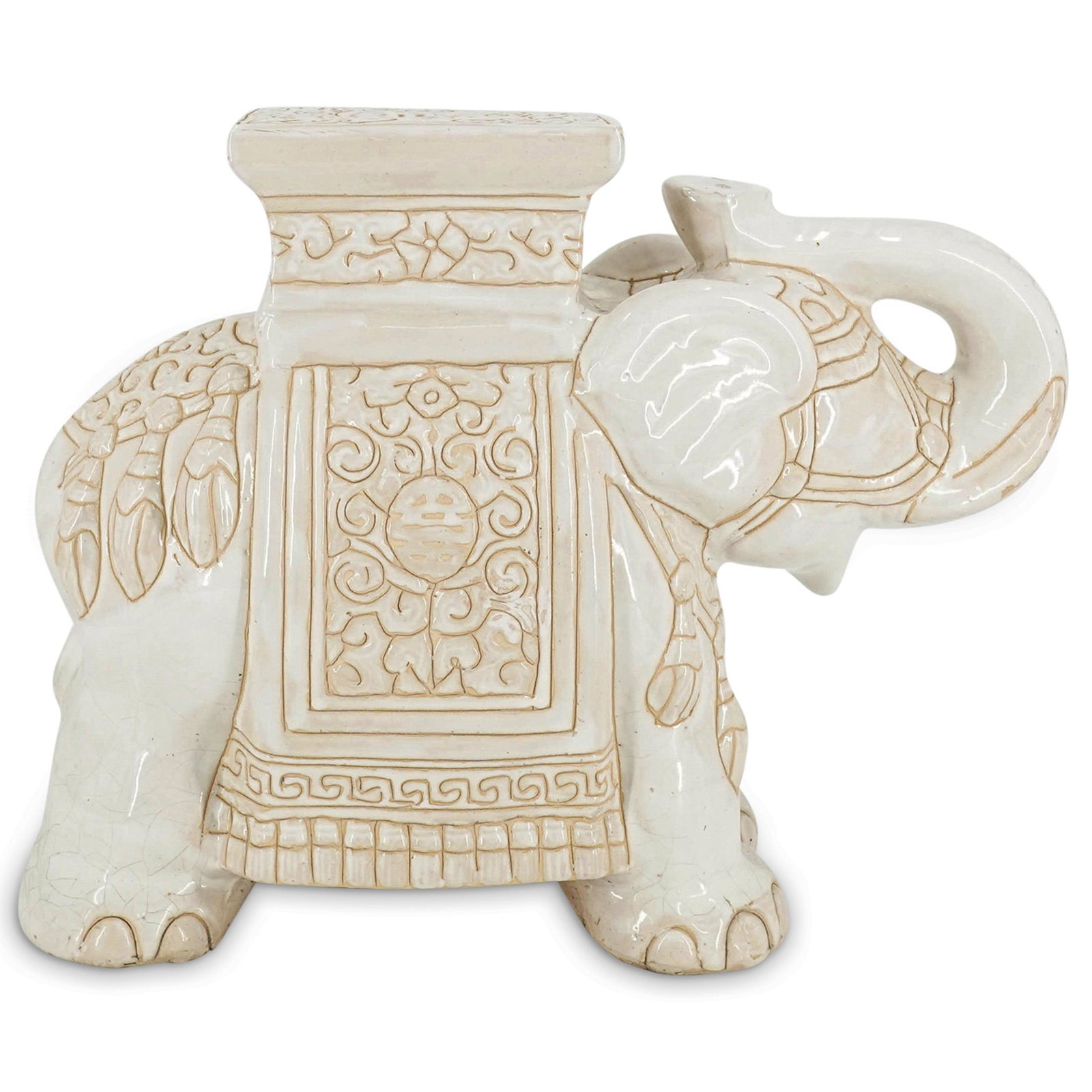 Glazed Ceramic Elephant Garden Stool (1 of 10)