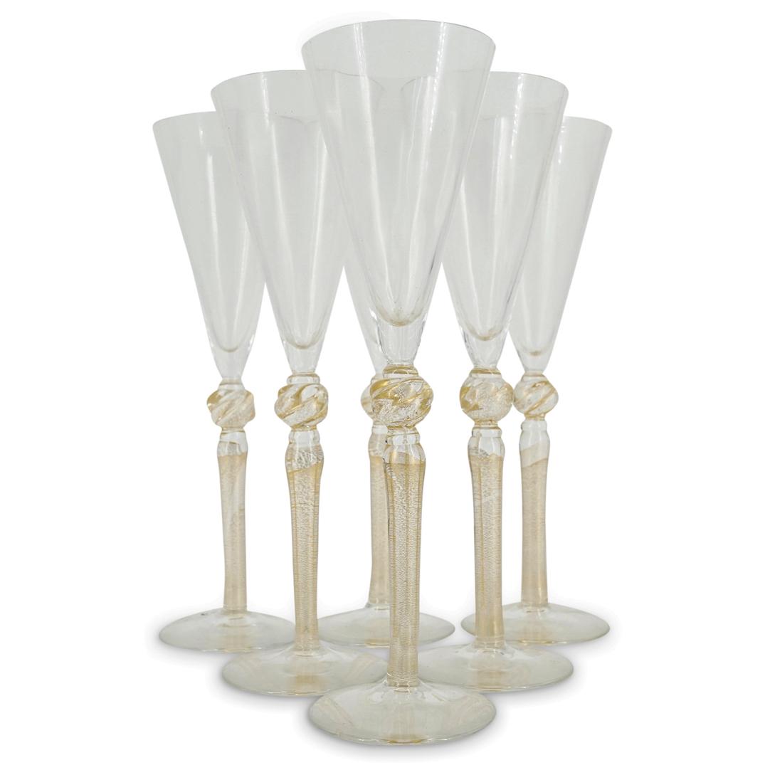 (6Pc) Vintage Venetian Champagne Flutes (1 of 6)