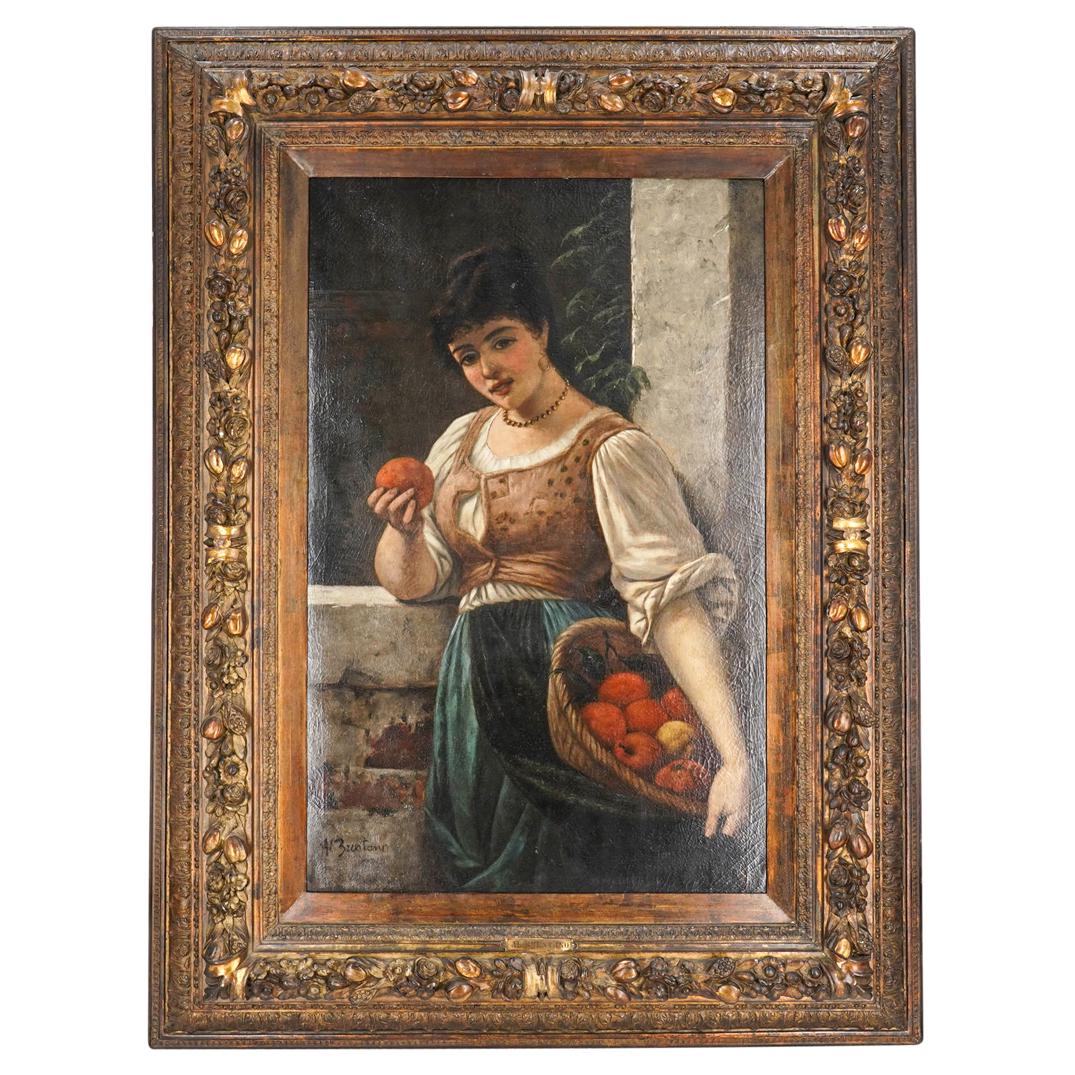 Al Brentano (Italian,19th Century) Oil On Canvas Painting (1 of 11)