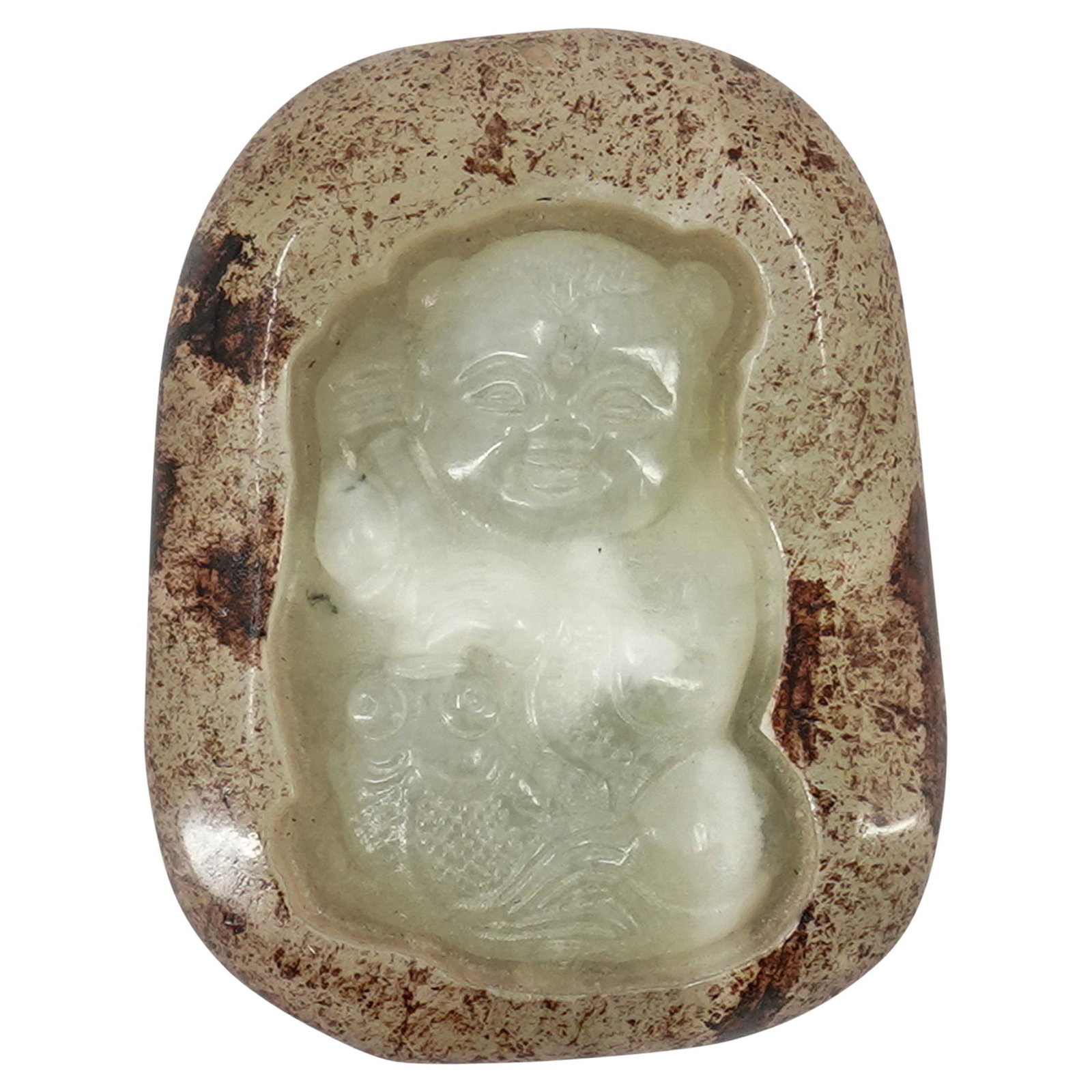 Jade Carving Of Child With Fish (1 of 4)