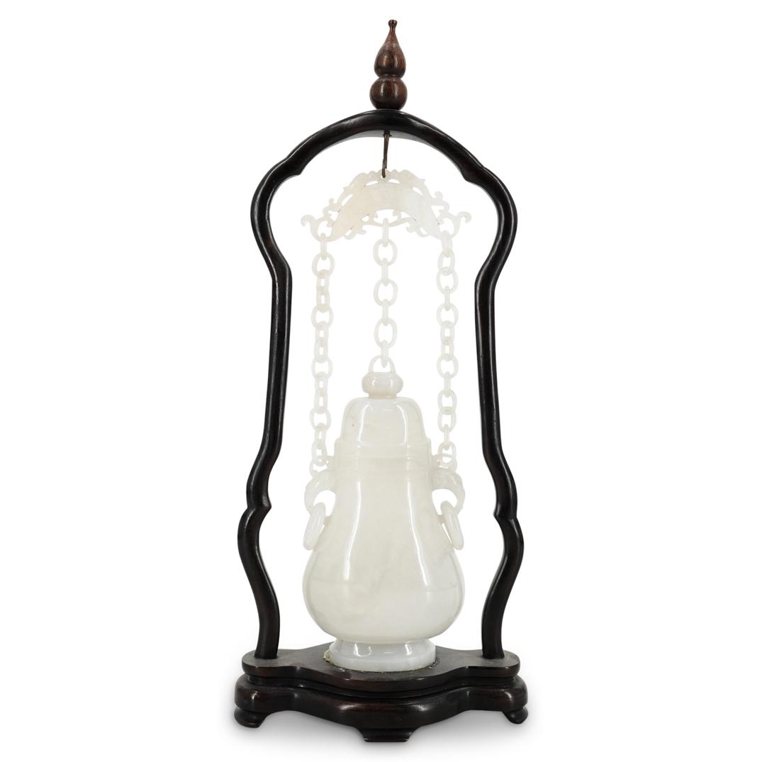 19th Cent. Chinese White Jade Hanging Urn (1 of 5)