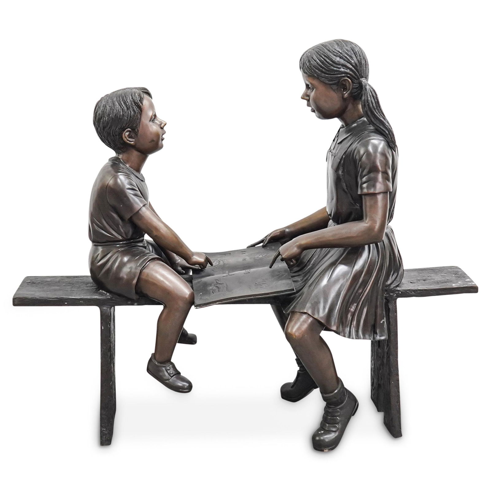 Figural Bench Bronze Garden Sculpture (1 of 8)