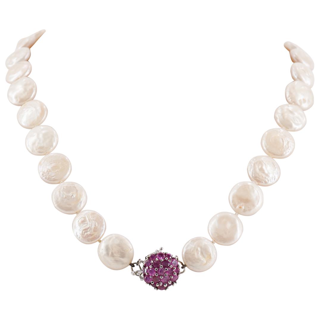 Vintage 14k Gold, Ruby and Pearl Beaded Necklace (1 of 4)