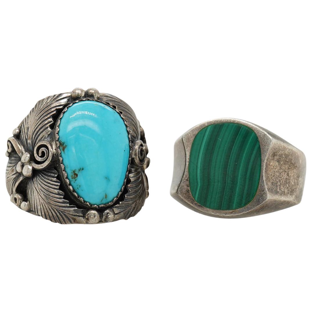 (2 pc) Sterling Silver and Semi Precious Stone Rings (1 of 3)