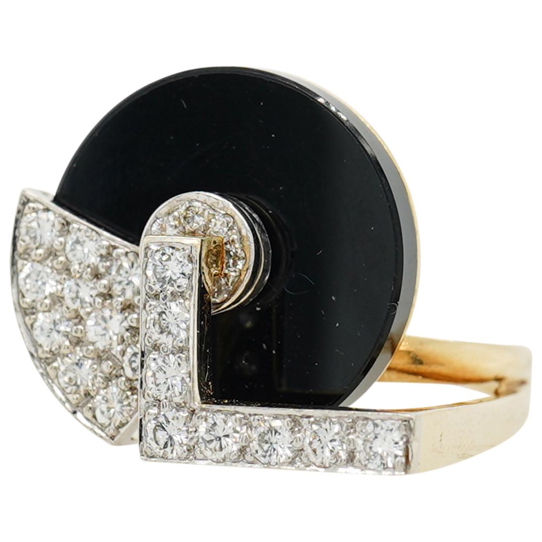 18k Gold, Diamond and Onyx Modernist Ring (1 of 3)