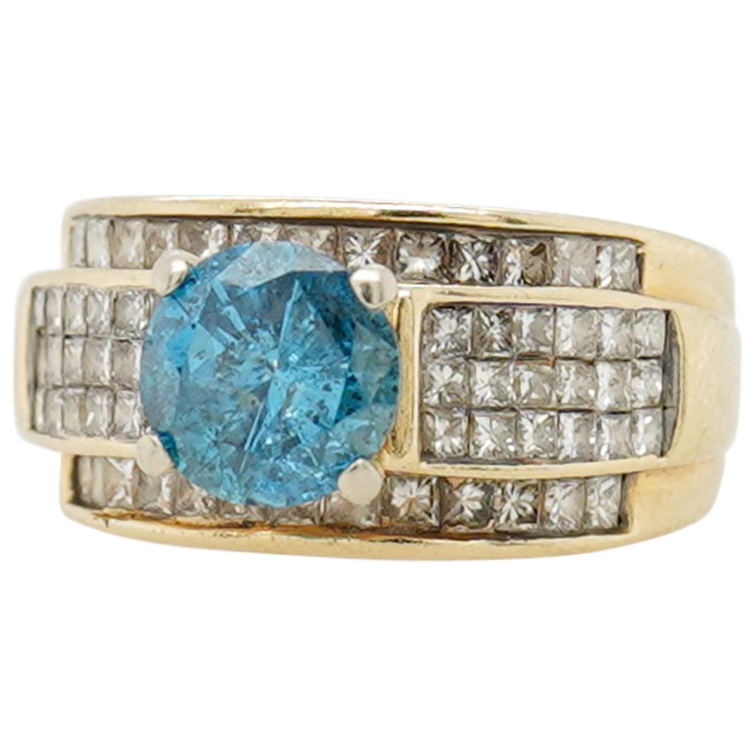14k Gold and 1ct Blue Diamond Ring (1 of 3)