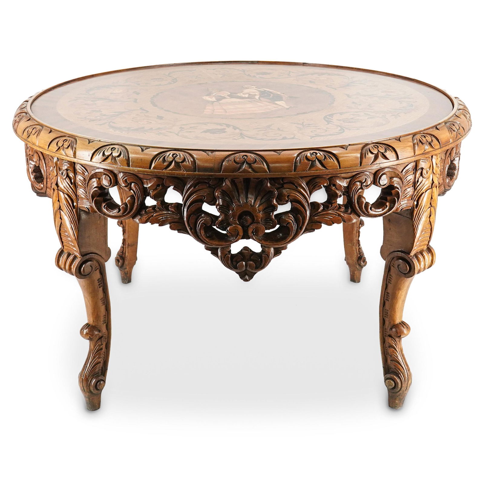 French Wood Inlaid Marquetry Coffee Table (1 of 9)