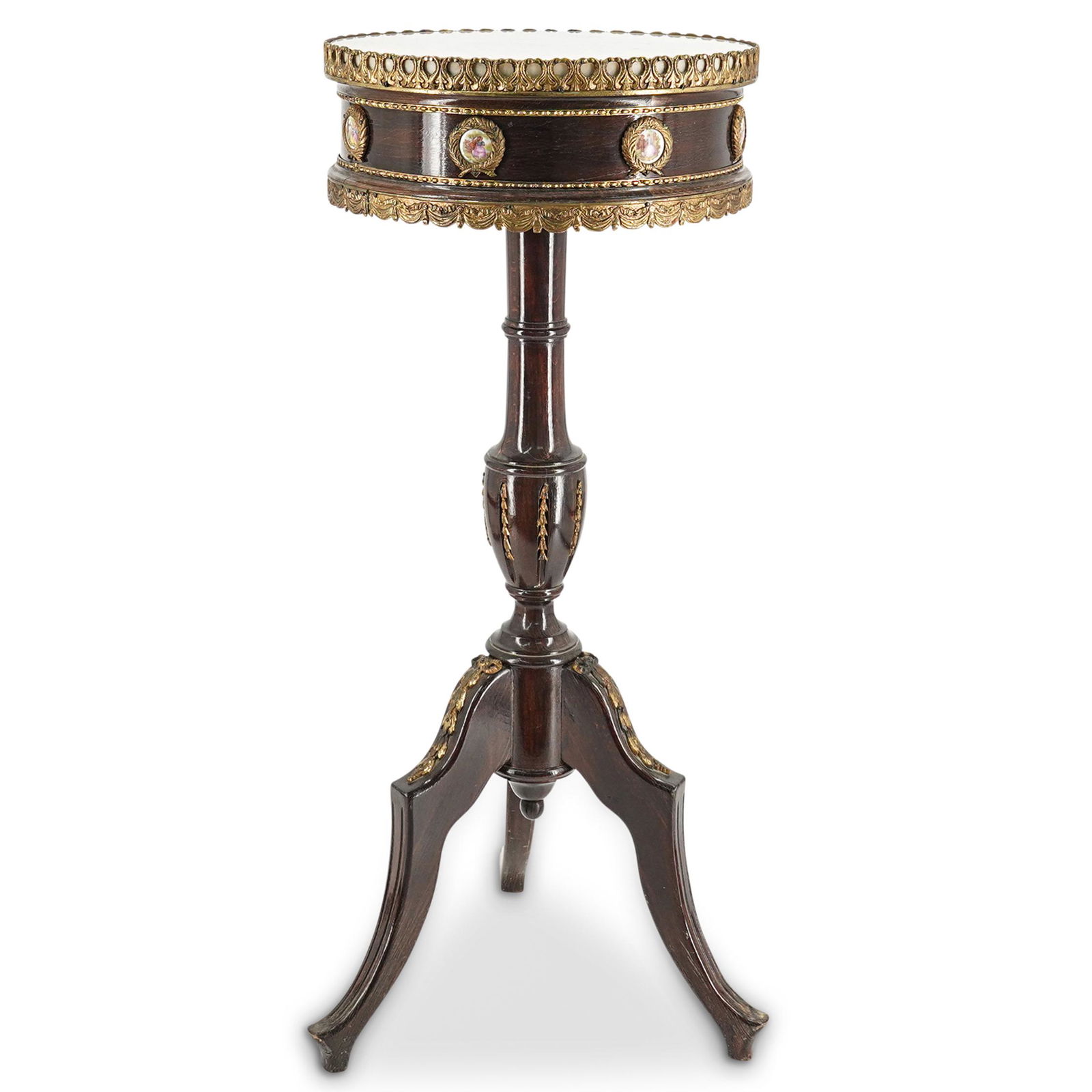 French Louis XVI Revival Marble Side Accent Table (1 of 10)