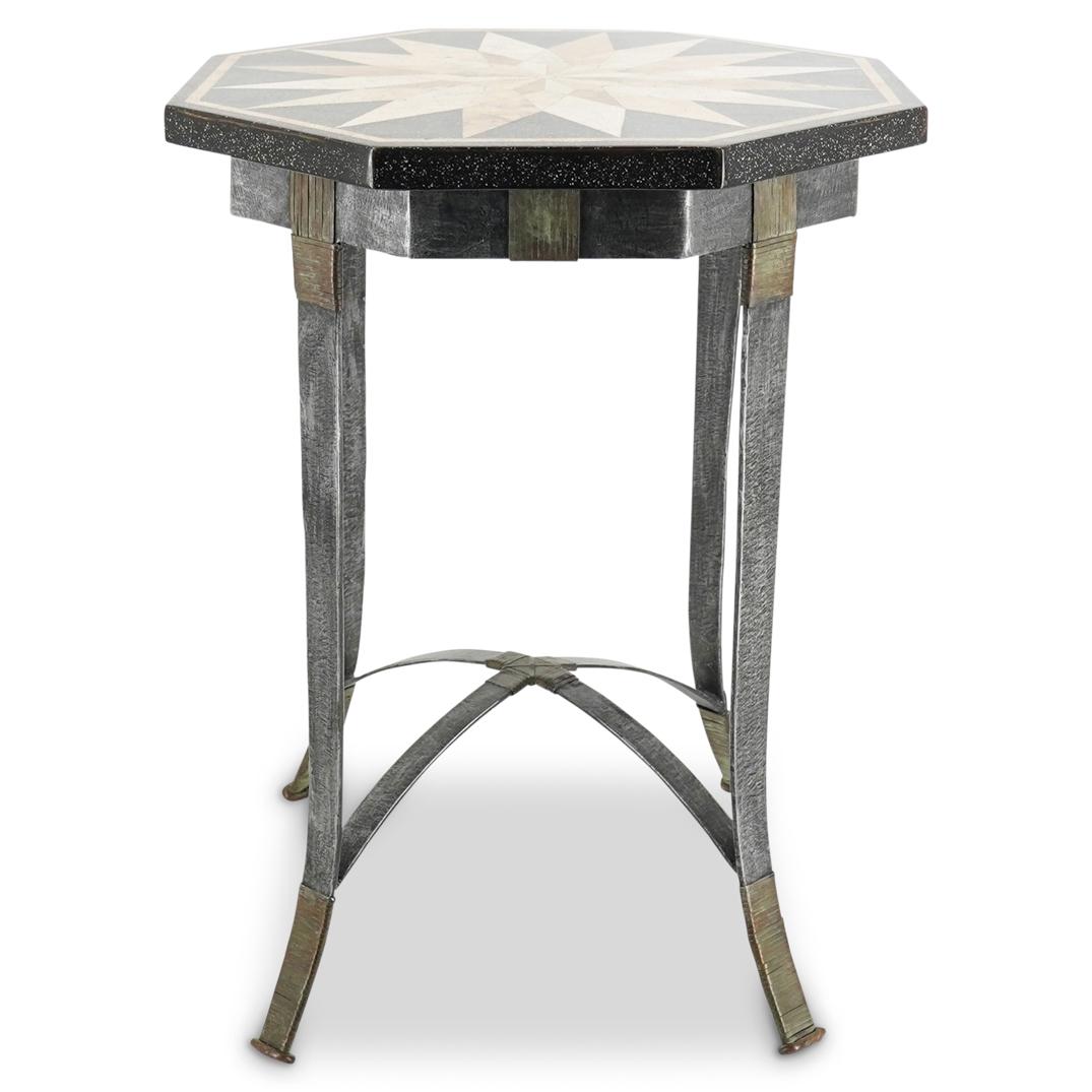 Lacquered Wood Mosaic Wrought Iron Side Table (1 of 6)