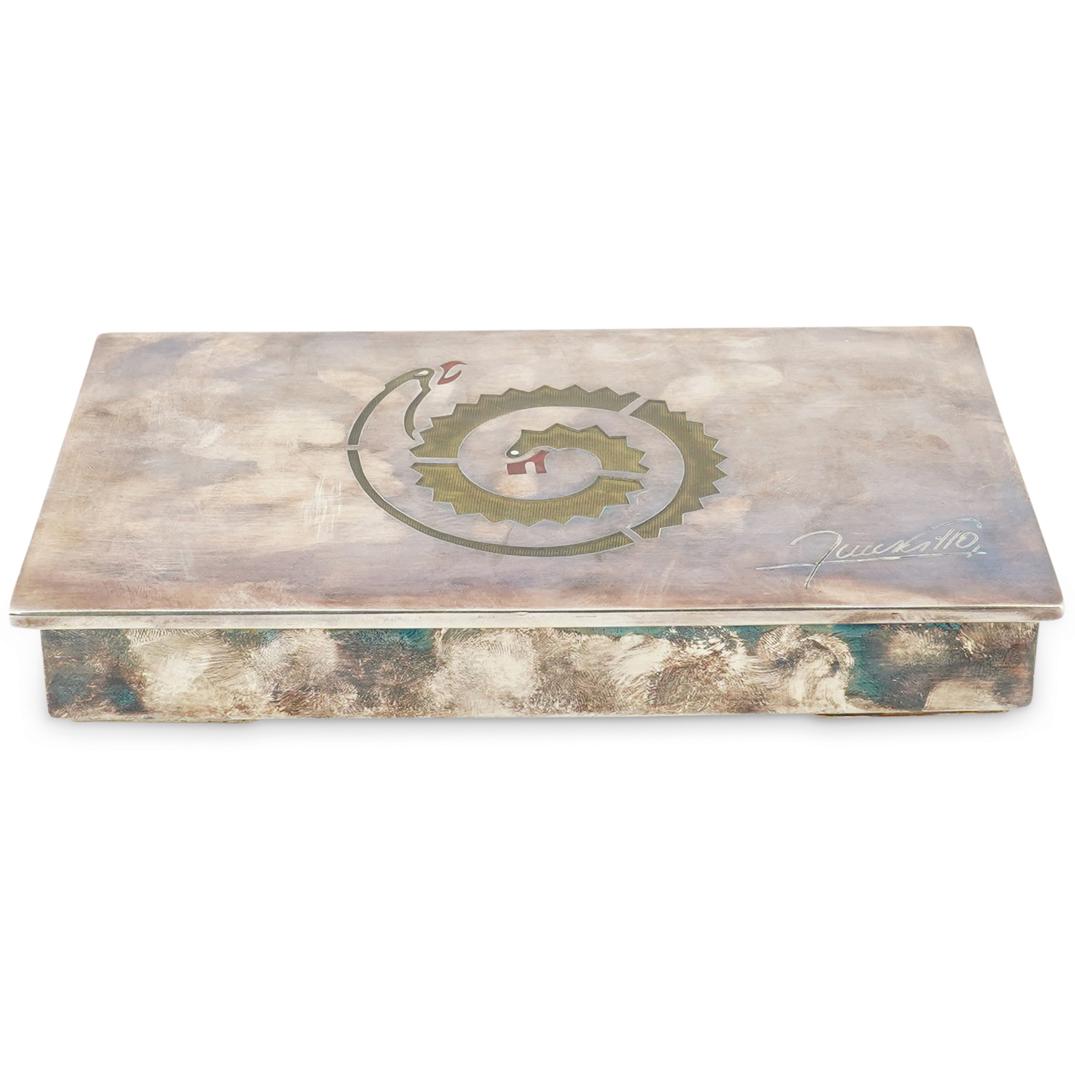 Los Castillos Silver Plated Cigarette / Cigar Box (1 of 5)