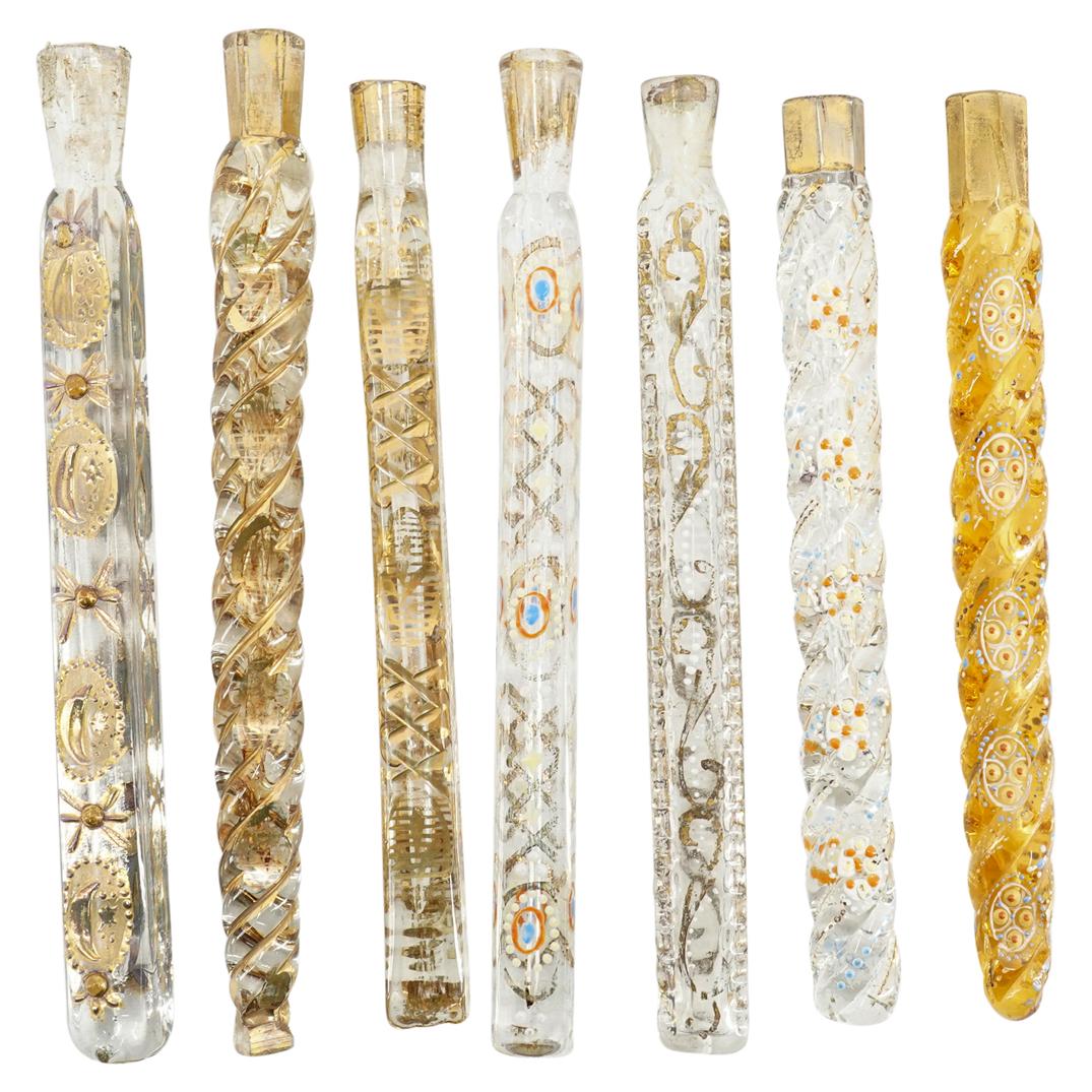 (7 Pc) Glass Enameled Lacrymatory Lot (1 of 3)