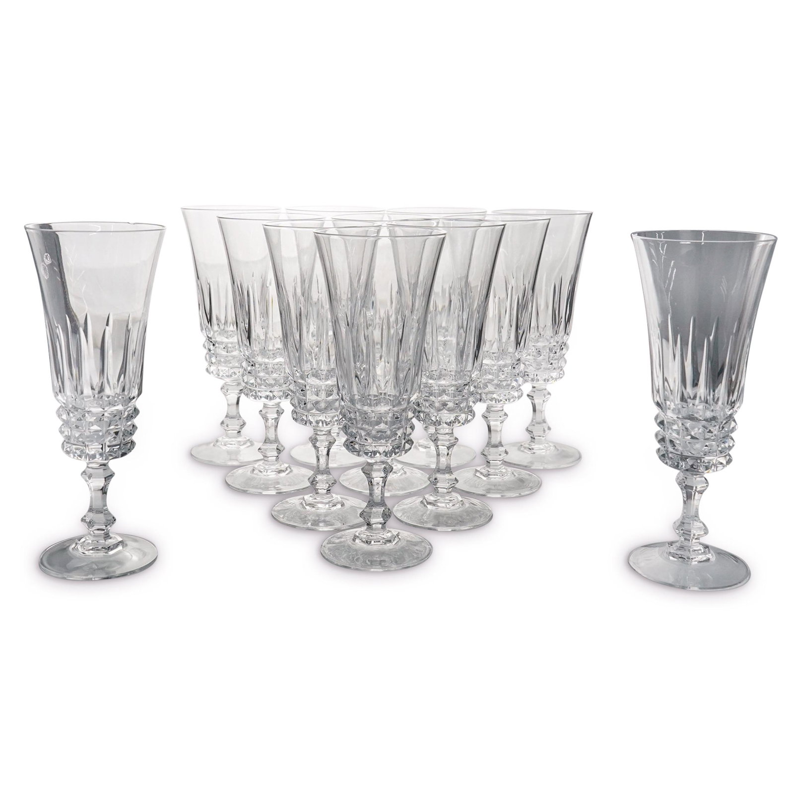 (13 Pc) French Crystal Champagne Flutes (1 of 5)