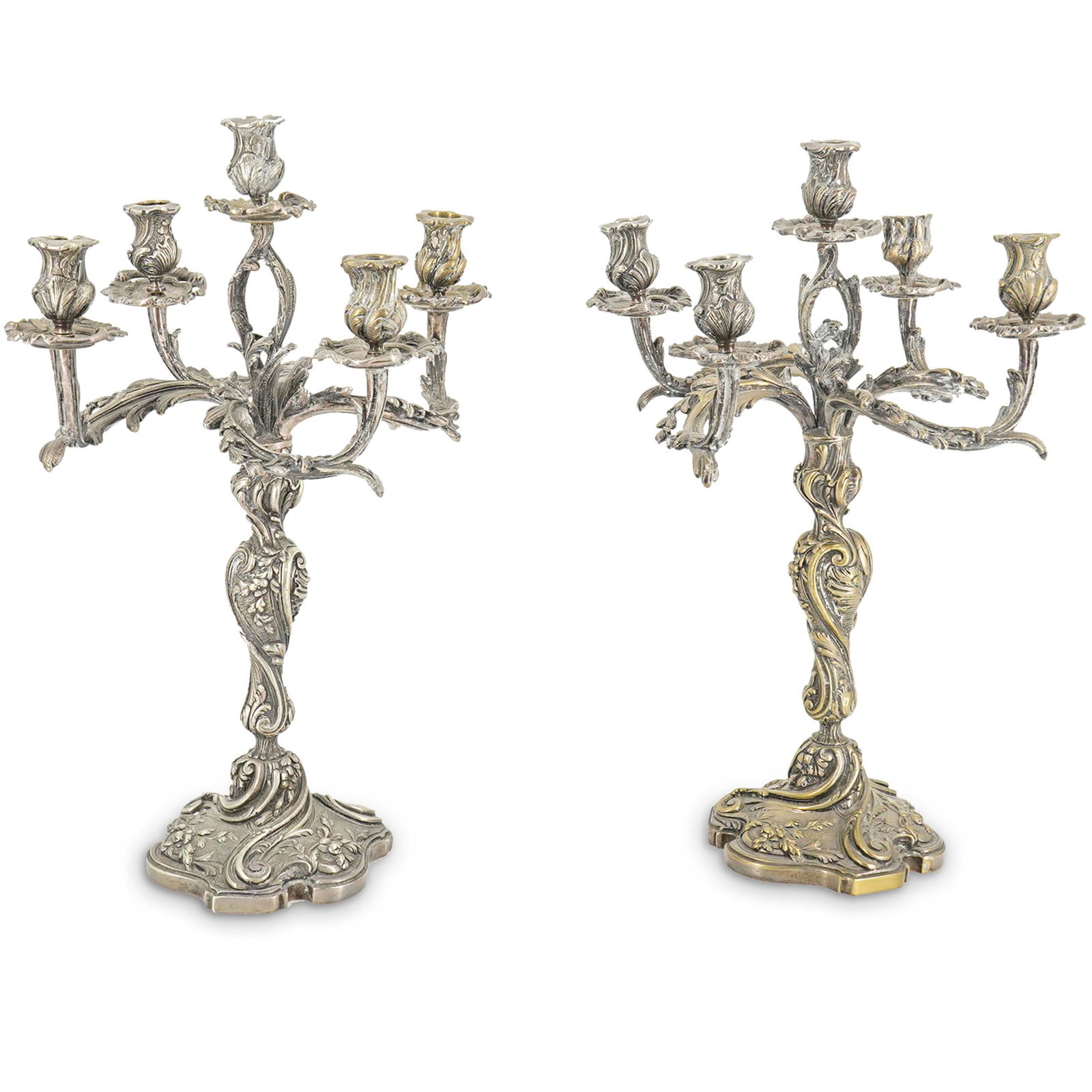 Pair Of 19th Century Silver Bronze Candlesticks (1 of 7)