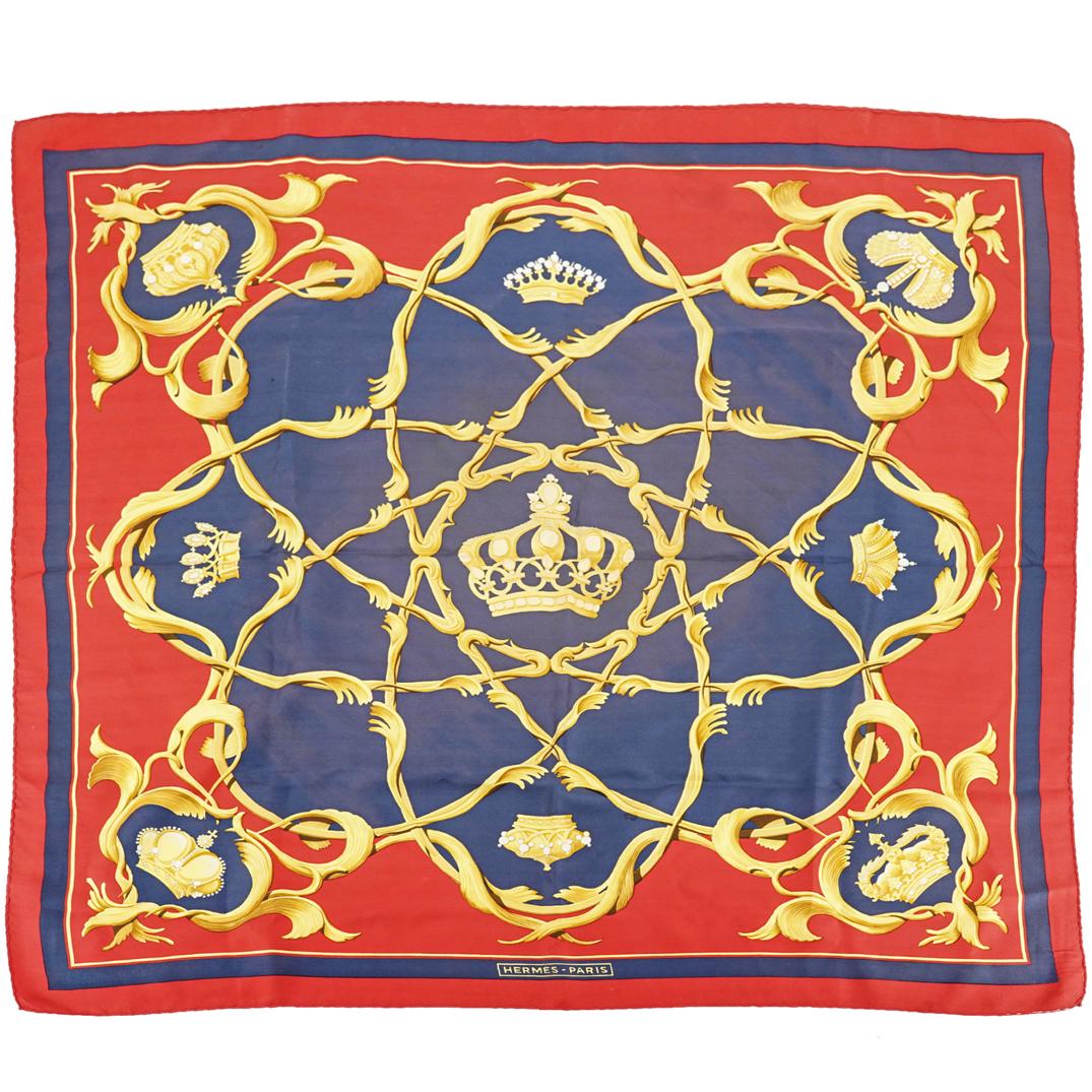 Vintage Hermes "Crowns Couronnes" Silk Scarf (1 of 6)