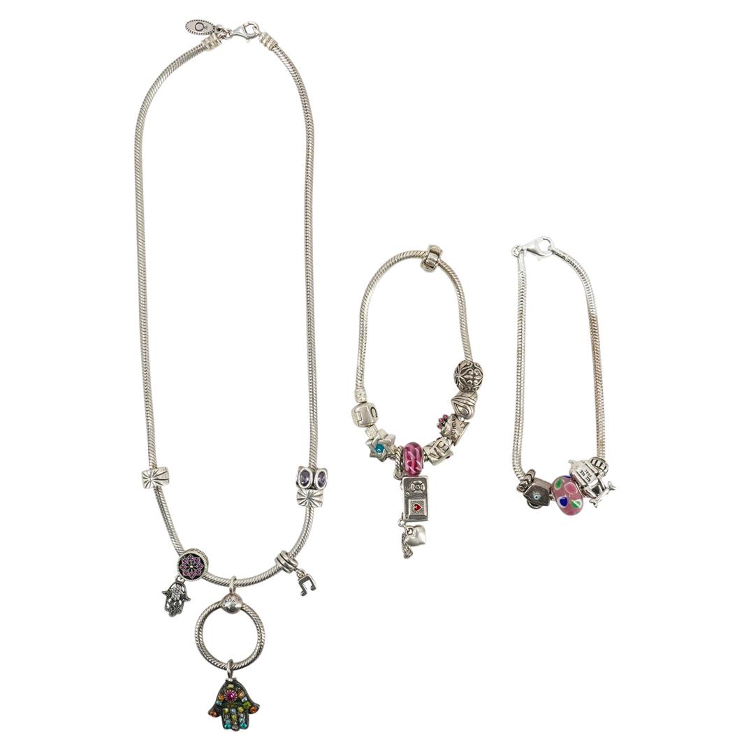 (3Pc) Sterling Silver Pandora Necklace & Brighton Bracelet Grouping (1 of 4)