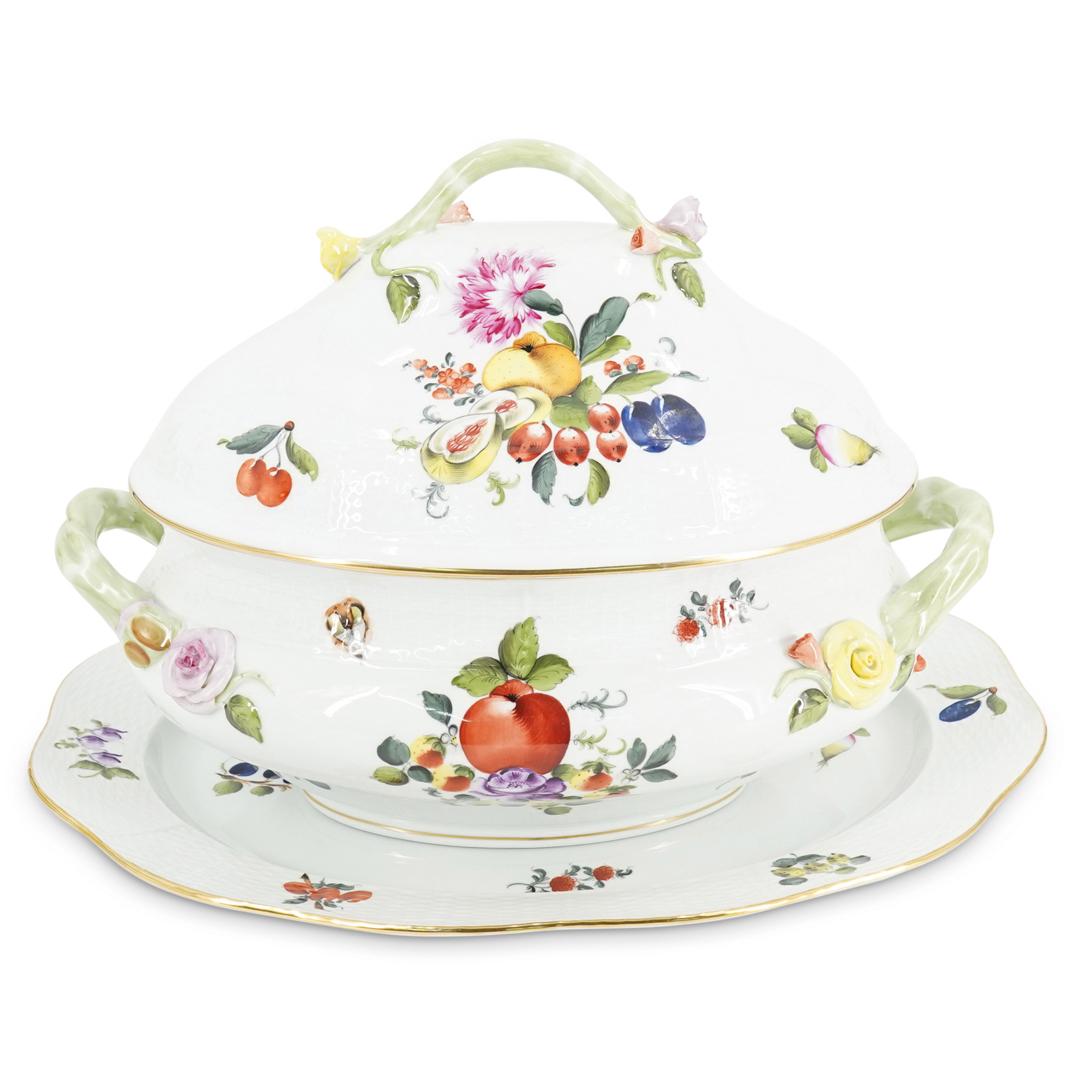 (2Pc) Herened "Fruits & Flowers" Tureen (1 of 7)