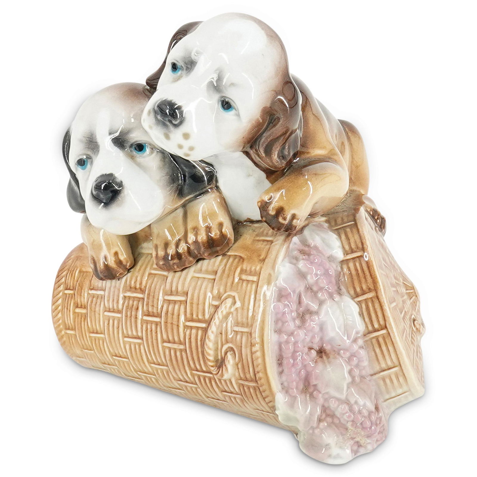 Spanish Cuart de Poblet Dog Puppies Glazed Porcelain Figurine (1 of 7)