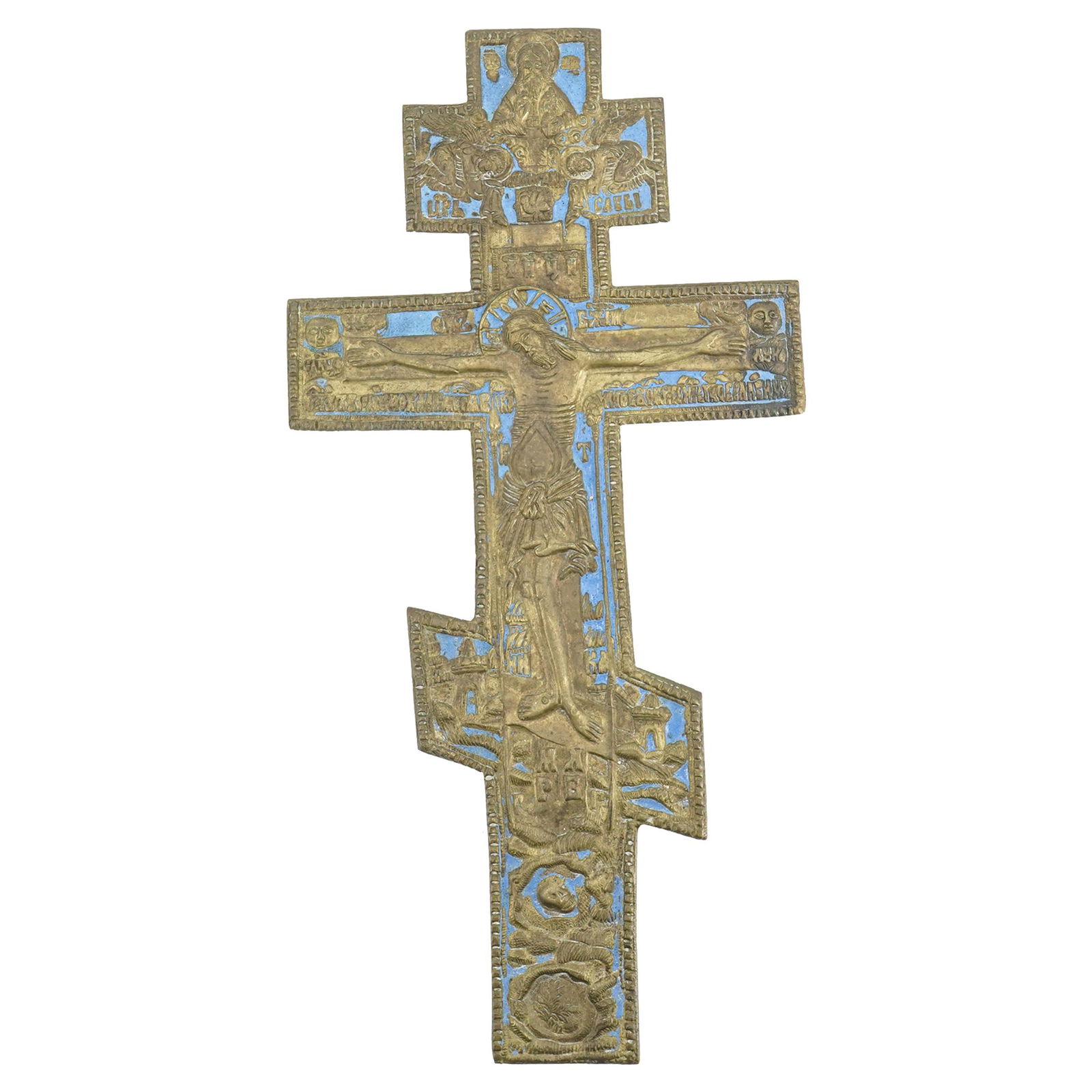 Antique Russian Orthodox Enamel & Metal Crucifix Icon (1 of 7)