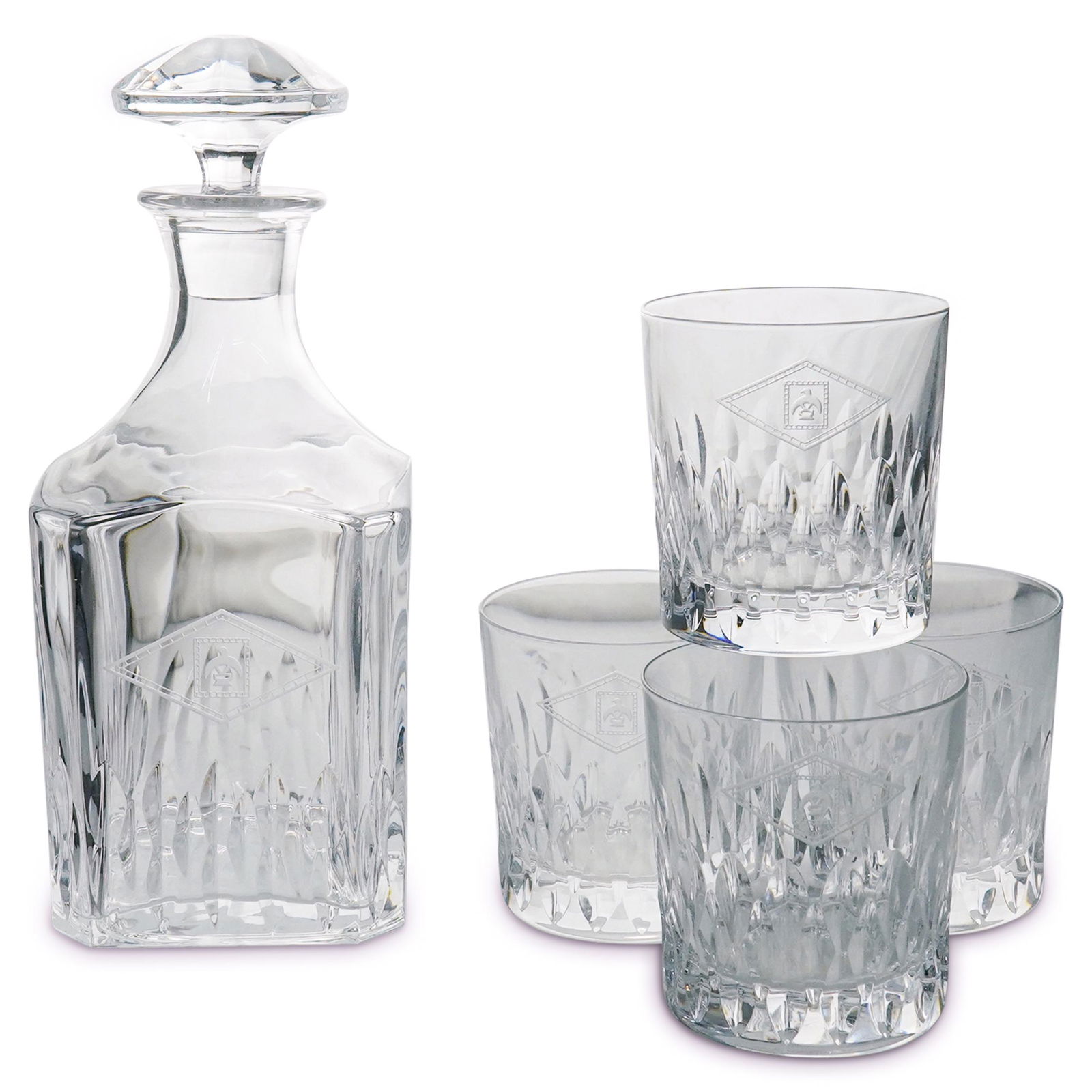 (5 Pc) Decanter & Glasses Whiskey Cut Glass Set (1 of 8)