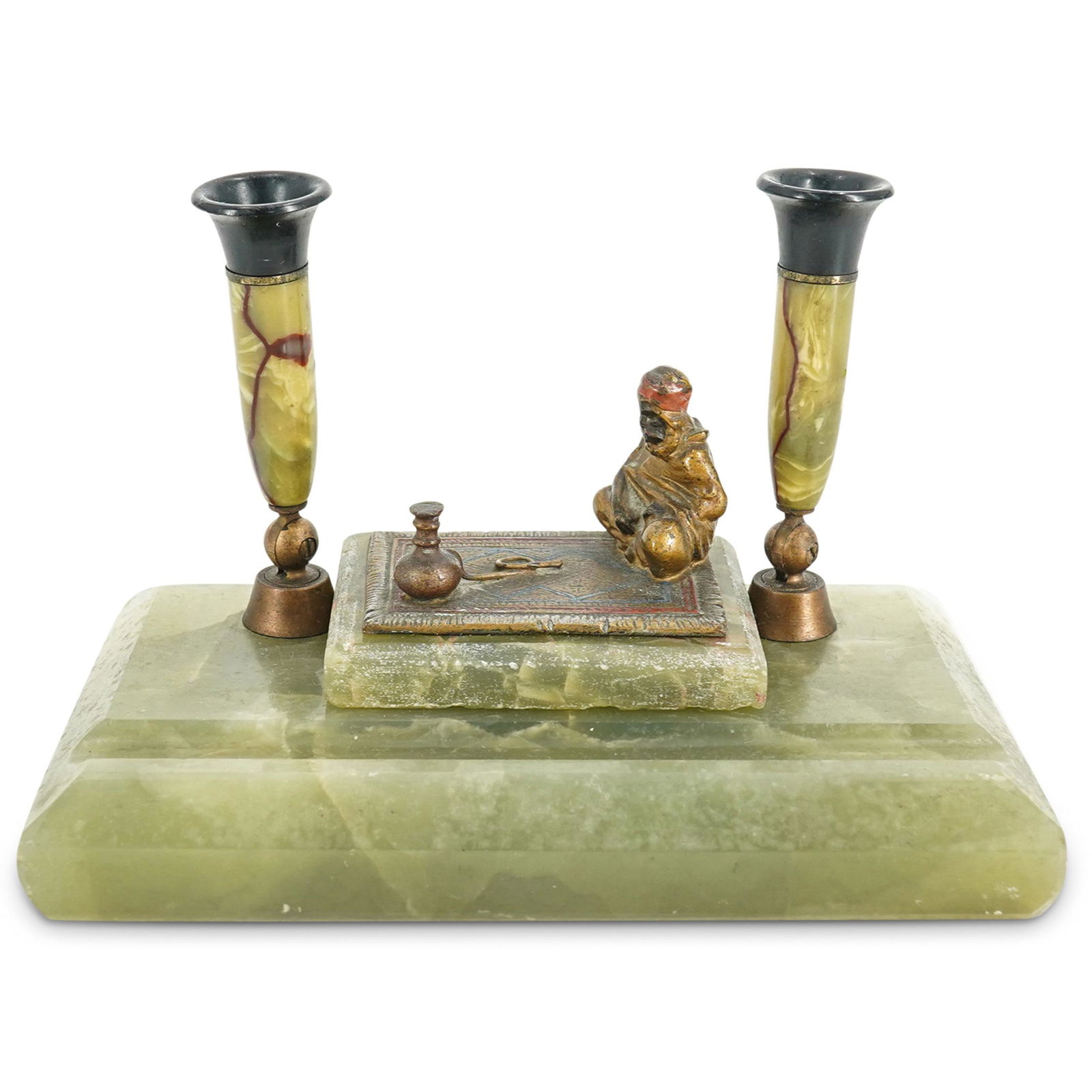 Stone Orientalist Desktop Figural Double Fountain Pen Holder (1 of 7)