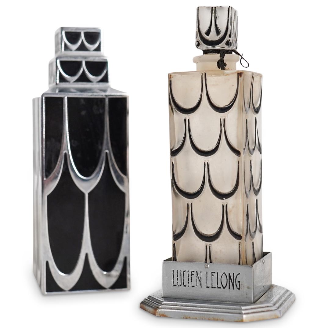 Rene Lalique Glass "Lucien Lelong" Skyscraper Perfume W/ Caseene (1 of 10)