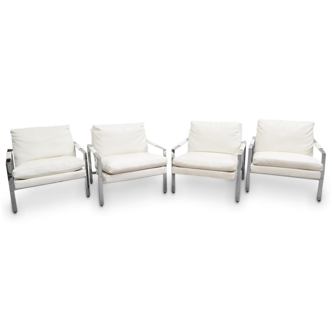 (4Pc) Milo Baughman X Thayer Coggin Leather and Chrome Chairs (1 of 9)