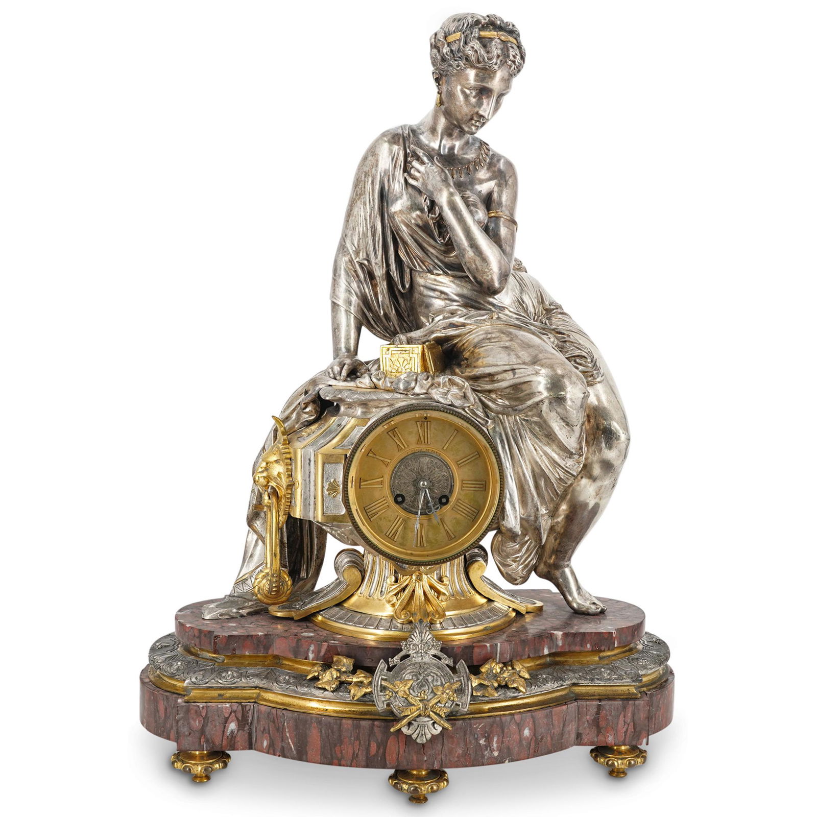 19th Cent. Jean Jules Salmson Silver and Bronze Pandora Clock (1 of 13)