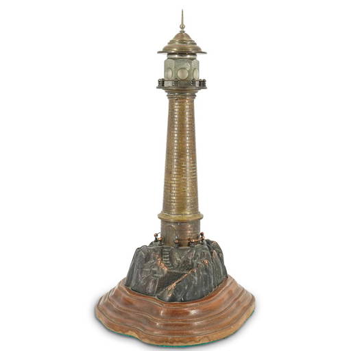 Bronze Lighthouse Lamp On Wooden Base Apr 26, 2022 Akiba Antiques in FL