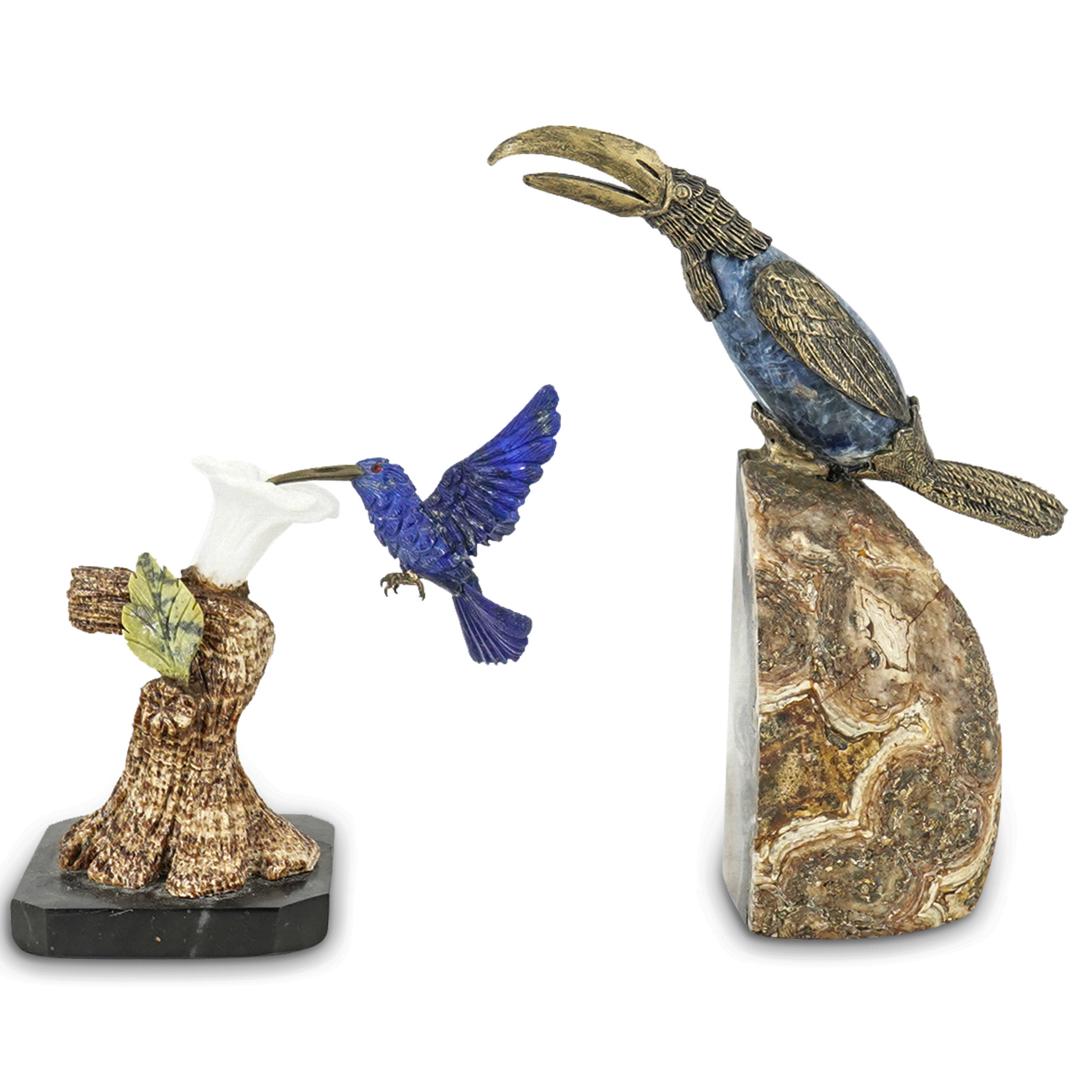 (2 Pc) Lapis Lazuli Bird Sculptures (1 of 13)