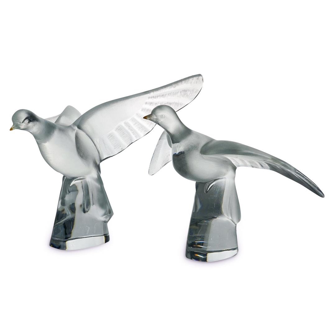 (2 Pc) Lalique Crystal "Colombe Clita" Dove Figurines (1 of 11)