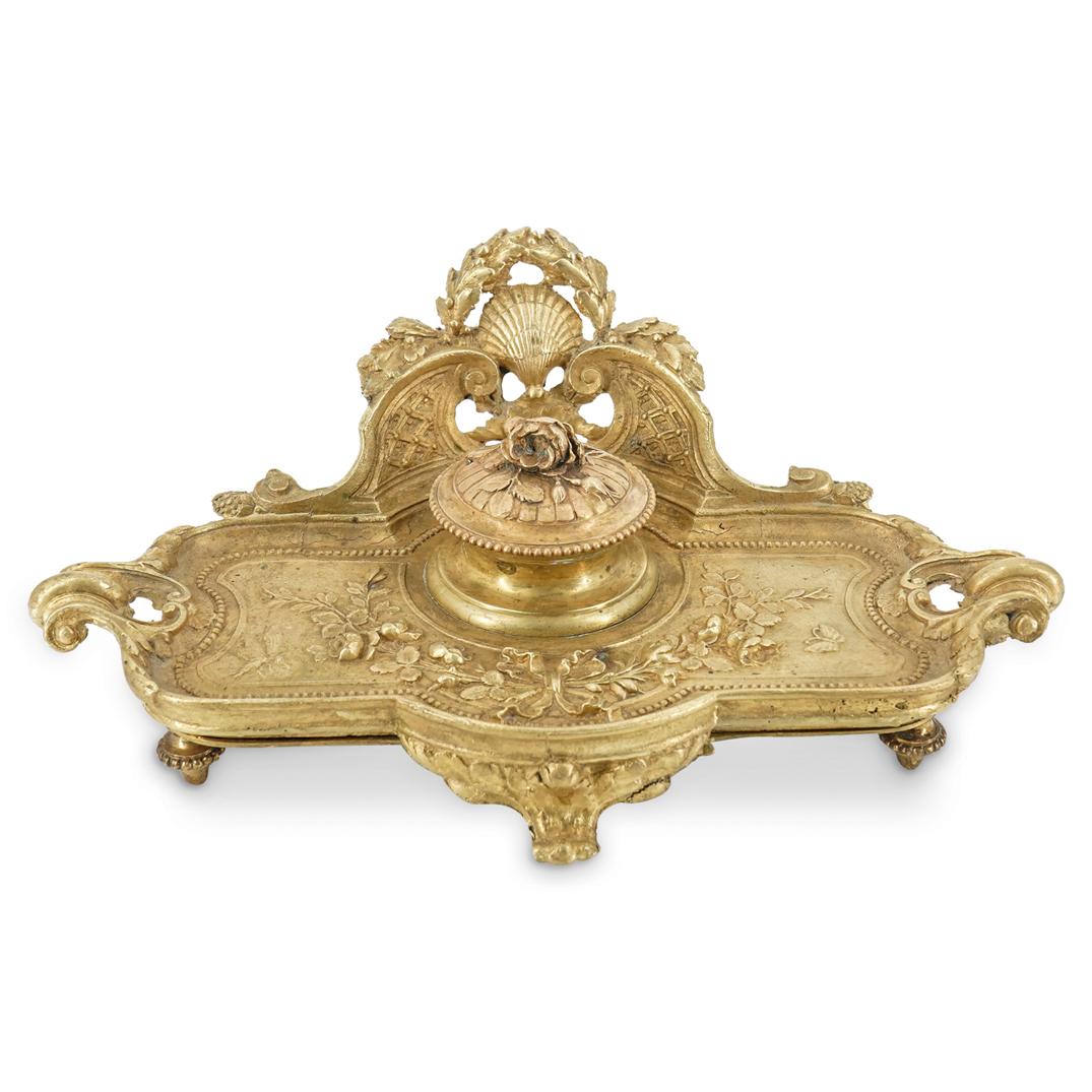 French Gilt Bronze Floral Inkwell (1 of 7)