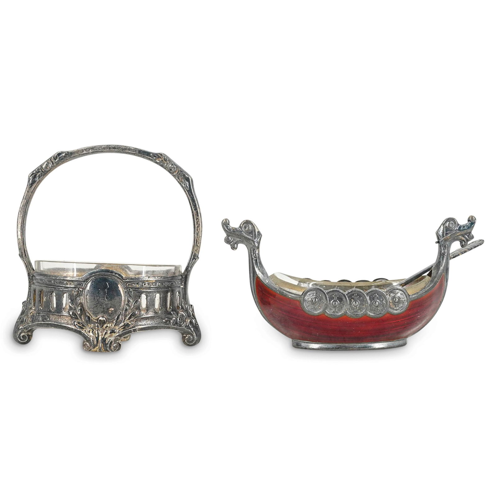 (2Pc) Antique Silver Salt Cellars (1 of 8)