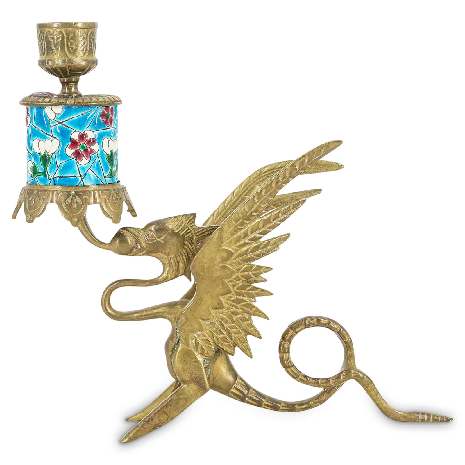 Emaux de Longwy French Dragon Candlestick Holder (1 of 5)