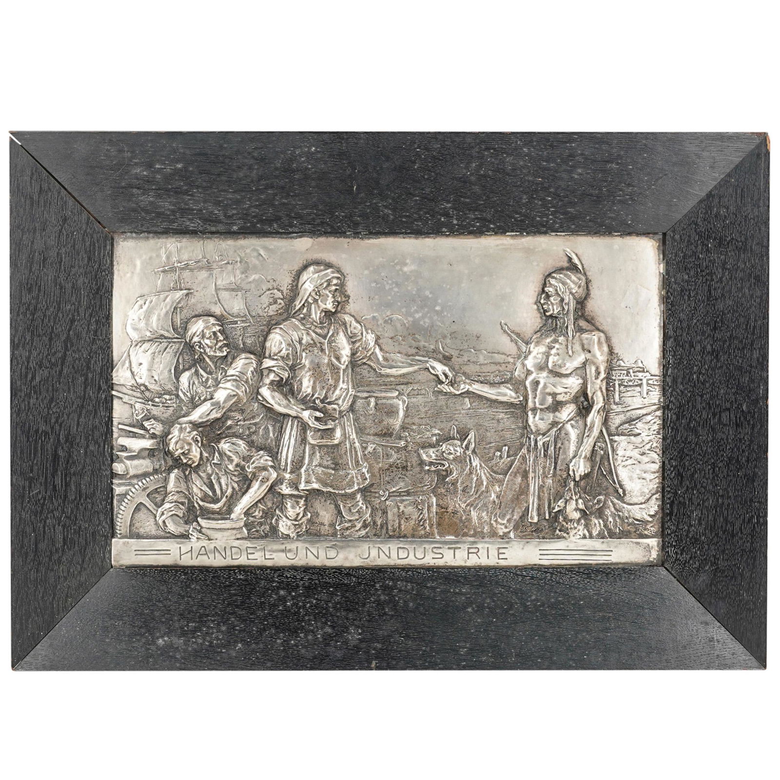 German Silver Plated Wall Plaque On Wood (1 of 7)