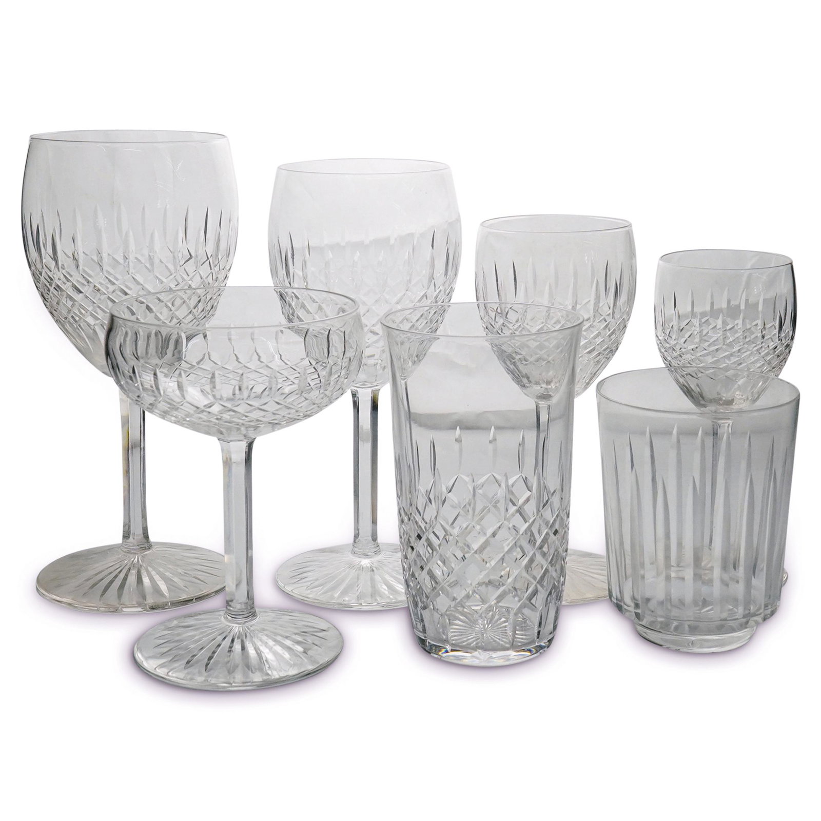 (72Pc) Set of St Louis French Crystal Glasses: DESCRIPTION: (72Pc) Set of clear crystal cut St. Louis French glasses, etched at the underside "Cristal France St. Louis". (11) Red Wine glasses. (H: 6.75" X D: 3") (11) Wine glasses. (H: 6.25" X D: 2
