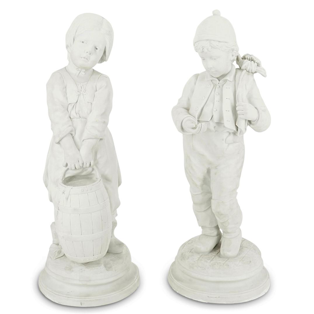 (2 Pc) Nicolas Lecorney (act. 1880-1884) Bisque Porcelain Sculptures (1 of 15)