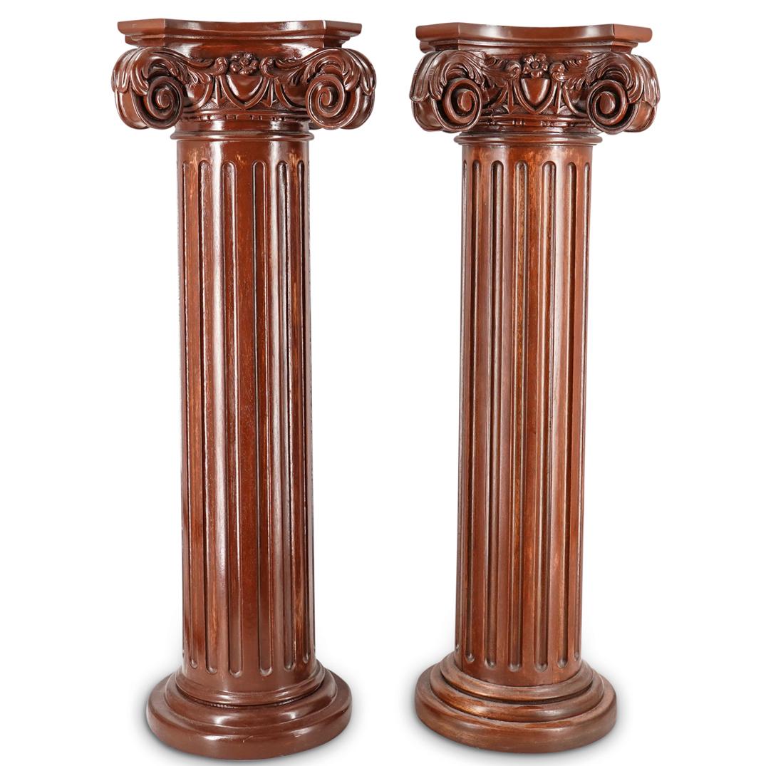Pair of French Carved and Lacquered Wood Pedestals (1 of 9)