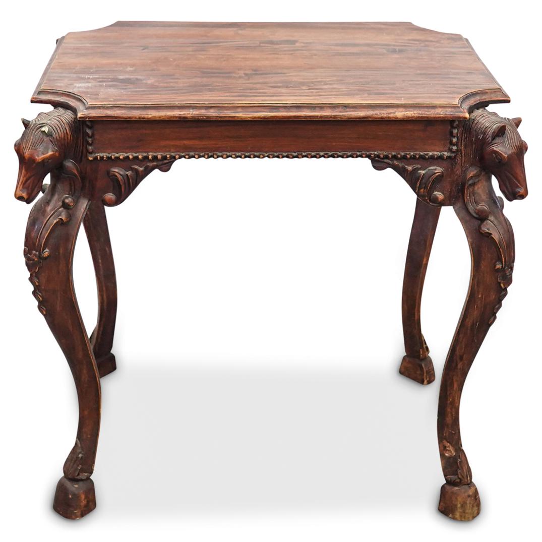 Antique French Figural Carved Wood Horse Side Table (1 of 9)