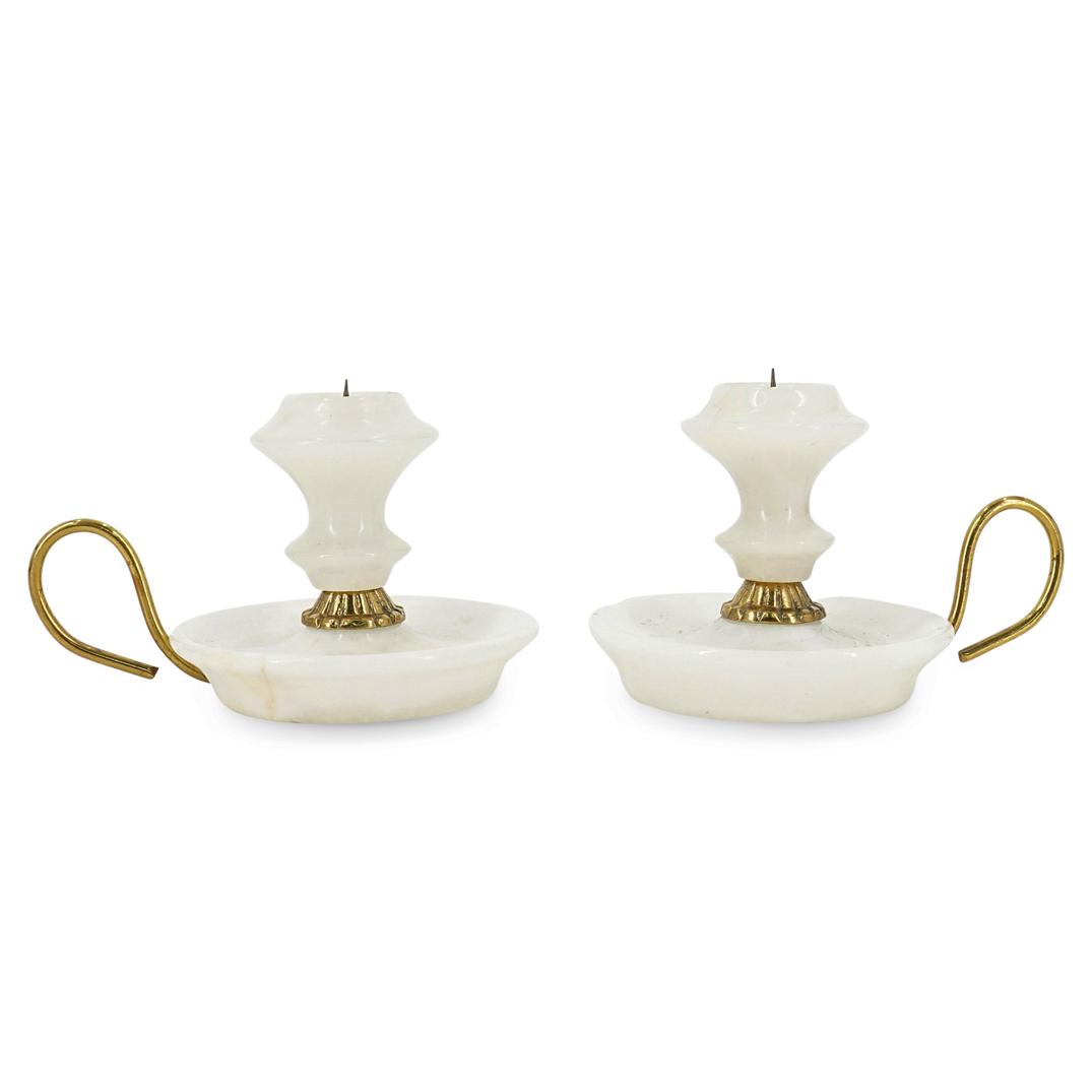 (2Pc) Pair of White Onyx Candlestick Holders (1 of 6)