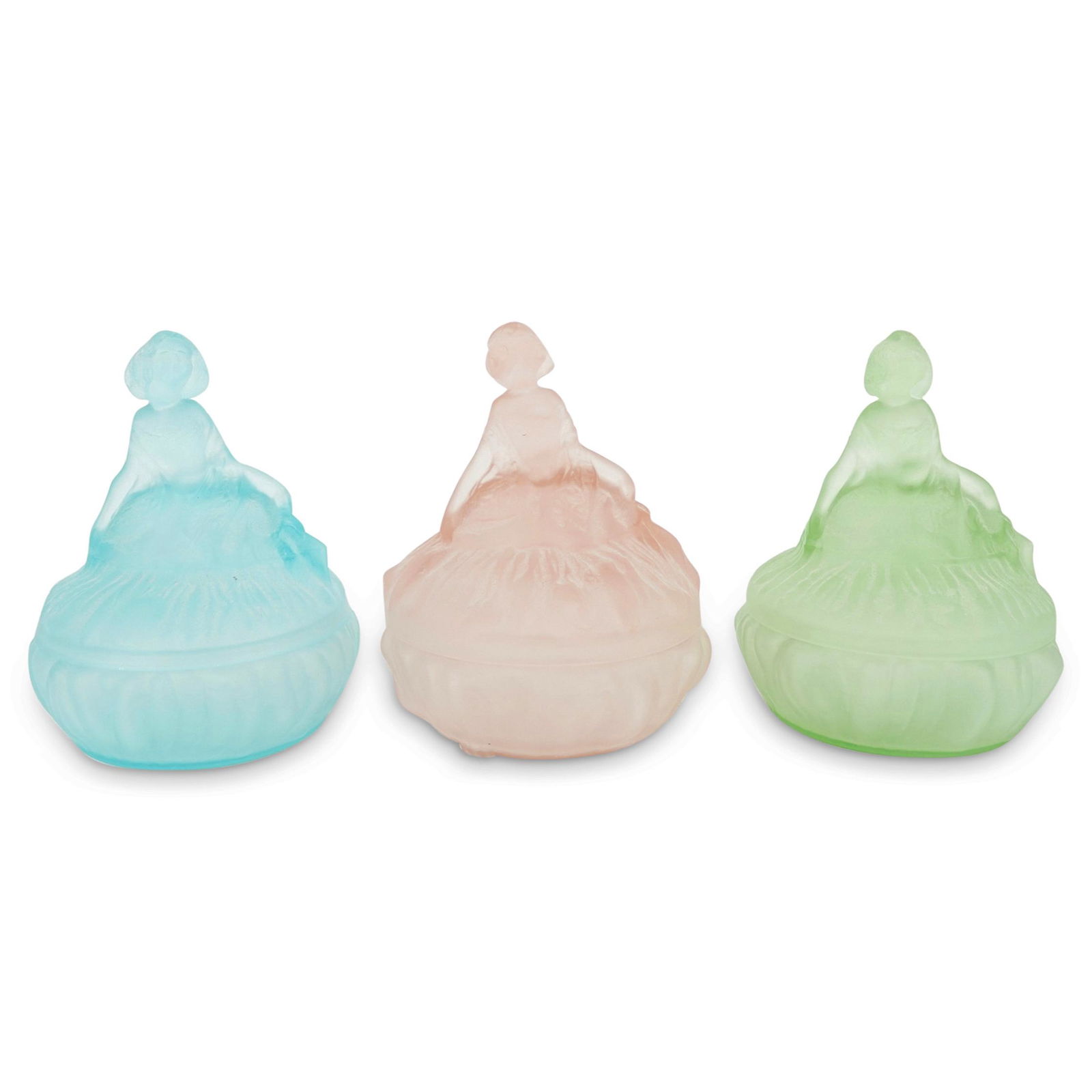 (3 Pc) 1930s Art Deco Toussaunt Depression Era Vanity Powder Jars (1 of 9)