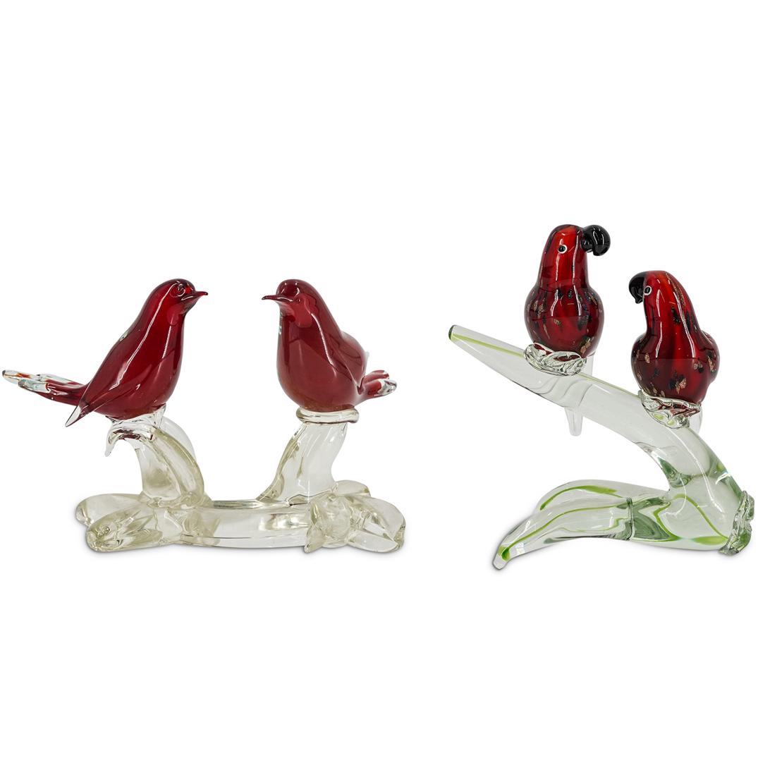 (2 Pc) Murano Glass Bird Sculptures (1 of 9)