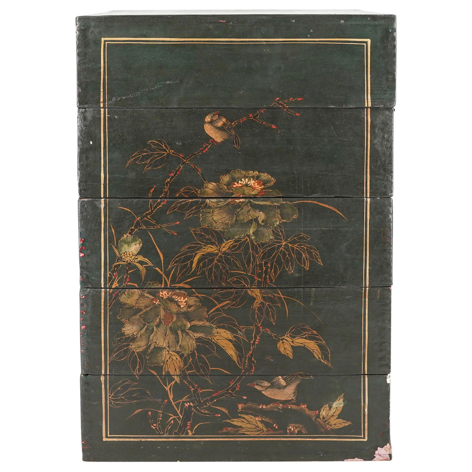 Antique Chinese Wood and Enamel Stacking Boxes (1 of 10)