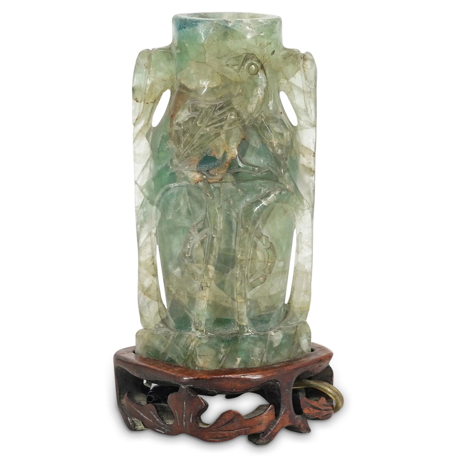 Antique Chinese Carved Green Quartz Lamp (1 of 6)