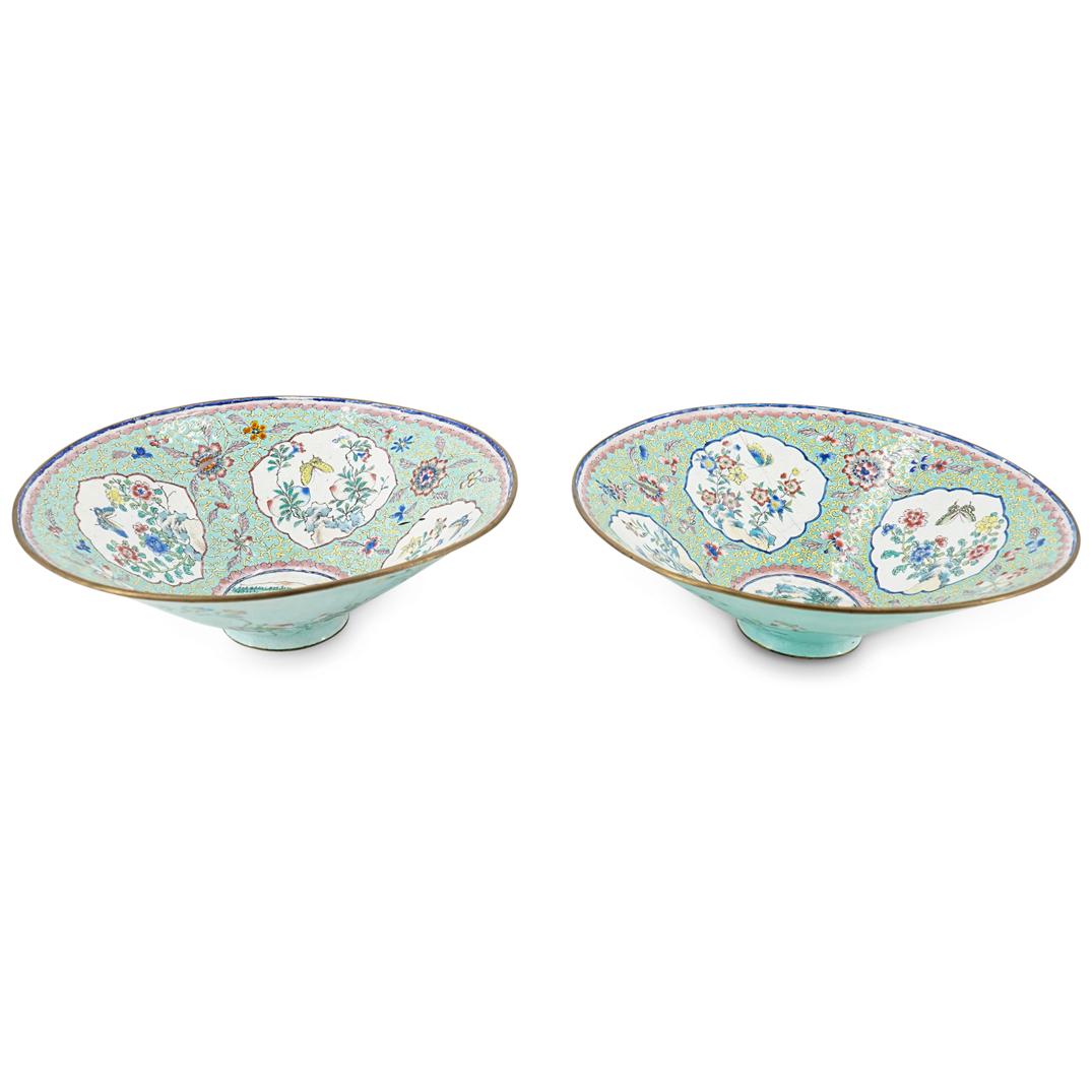 (2 Pc) Chinese Enamel On Copper Hand-Painted Bowls (1 of 11)