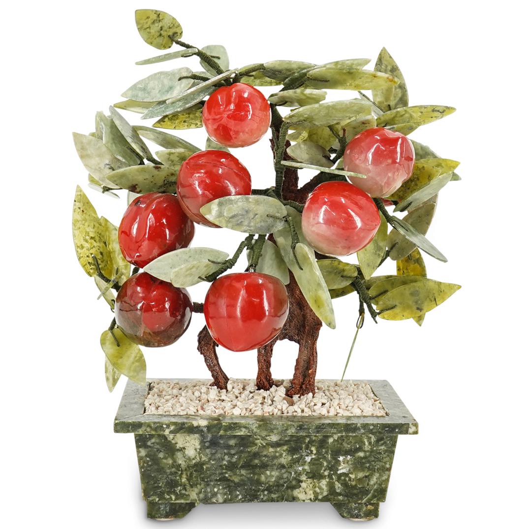 Chinese Green Jade and Carved Stone Bonsai Tree (1 of 7)