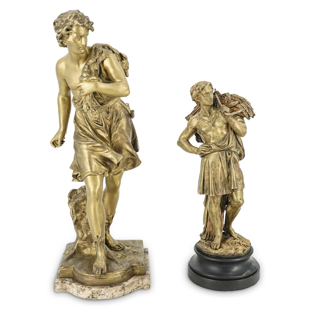 (2 Pc) Signed Spelter Neoclassical Sculptures (1 of 16)