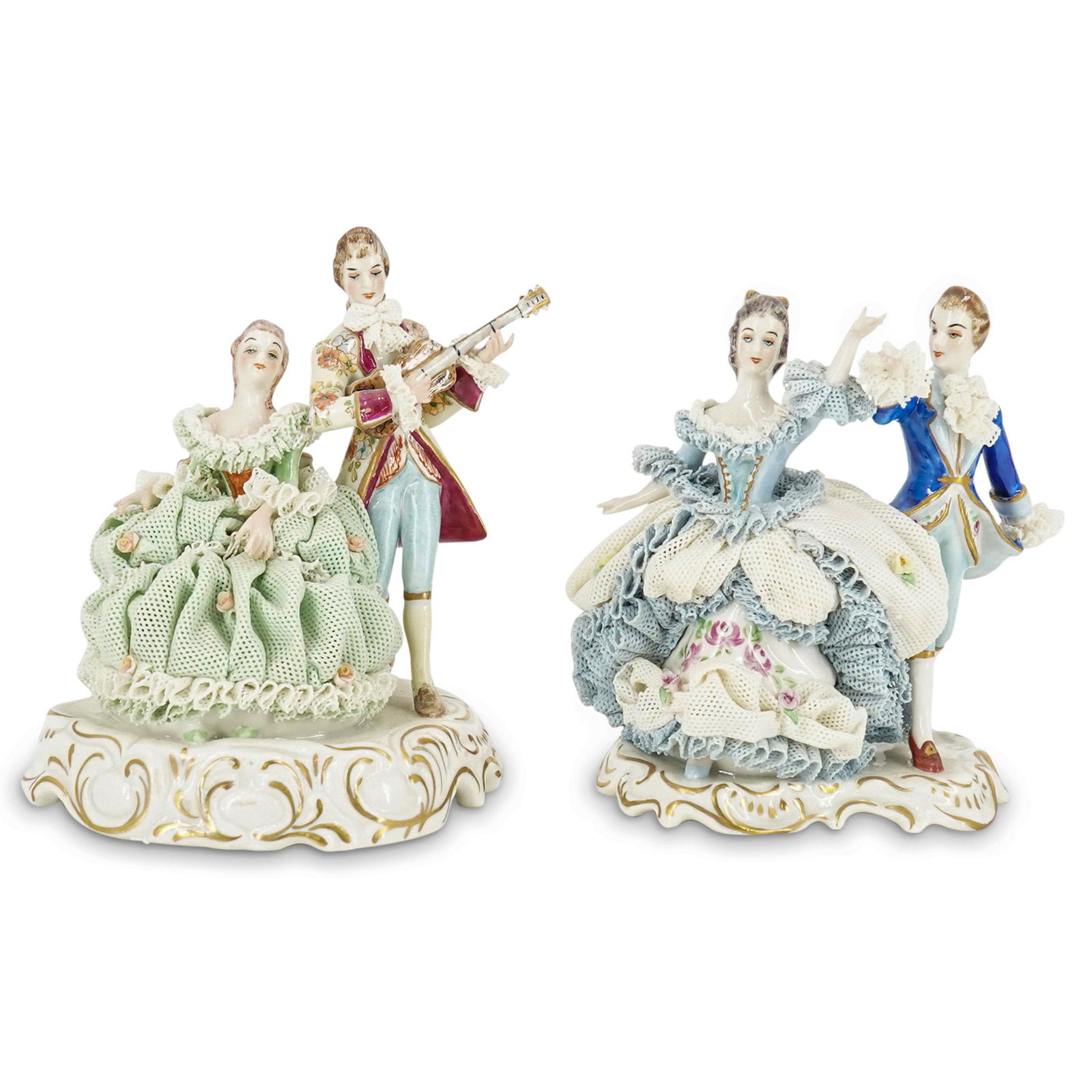 (2 Pc) Muller Volkstedt MZ Irish Dresden Porcelain Figurines (1 of 8)