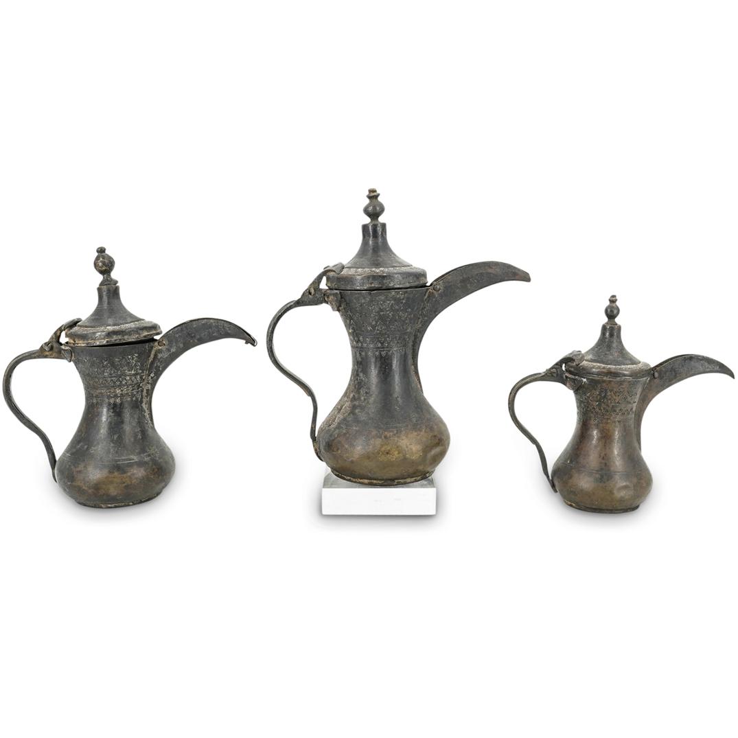(3Pc) Antique Turkish Dallah Coffee Pots (1 of 12)